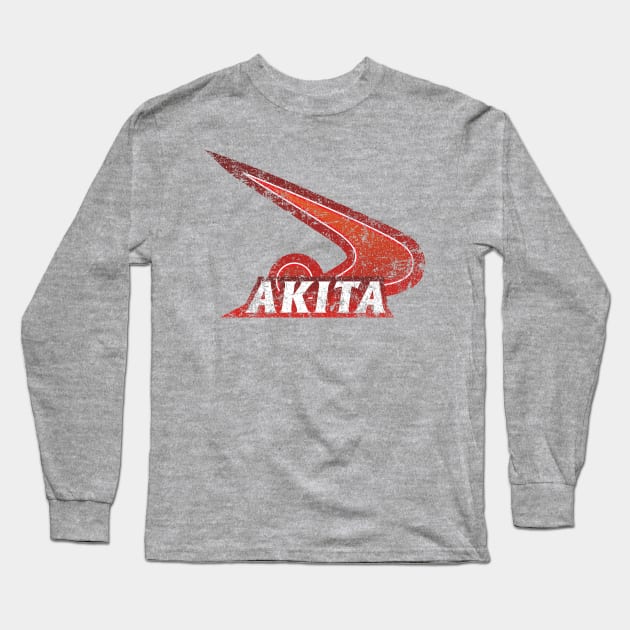 Akita Prefecture Japanese Symbol Distressed Long Sleeve T-Shirt by PsychicCat